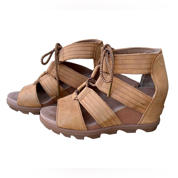 Sorel Shoes - Sorel Wm’s Joanie II Lace Wedge Sandals In Camel Brown Sz 8.5